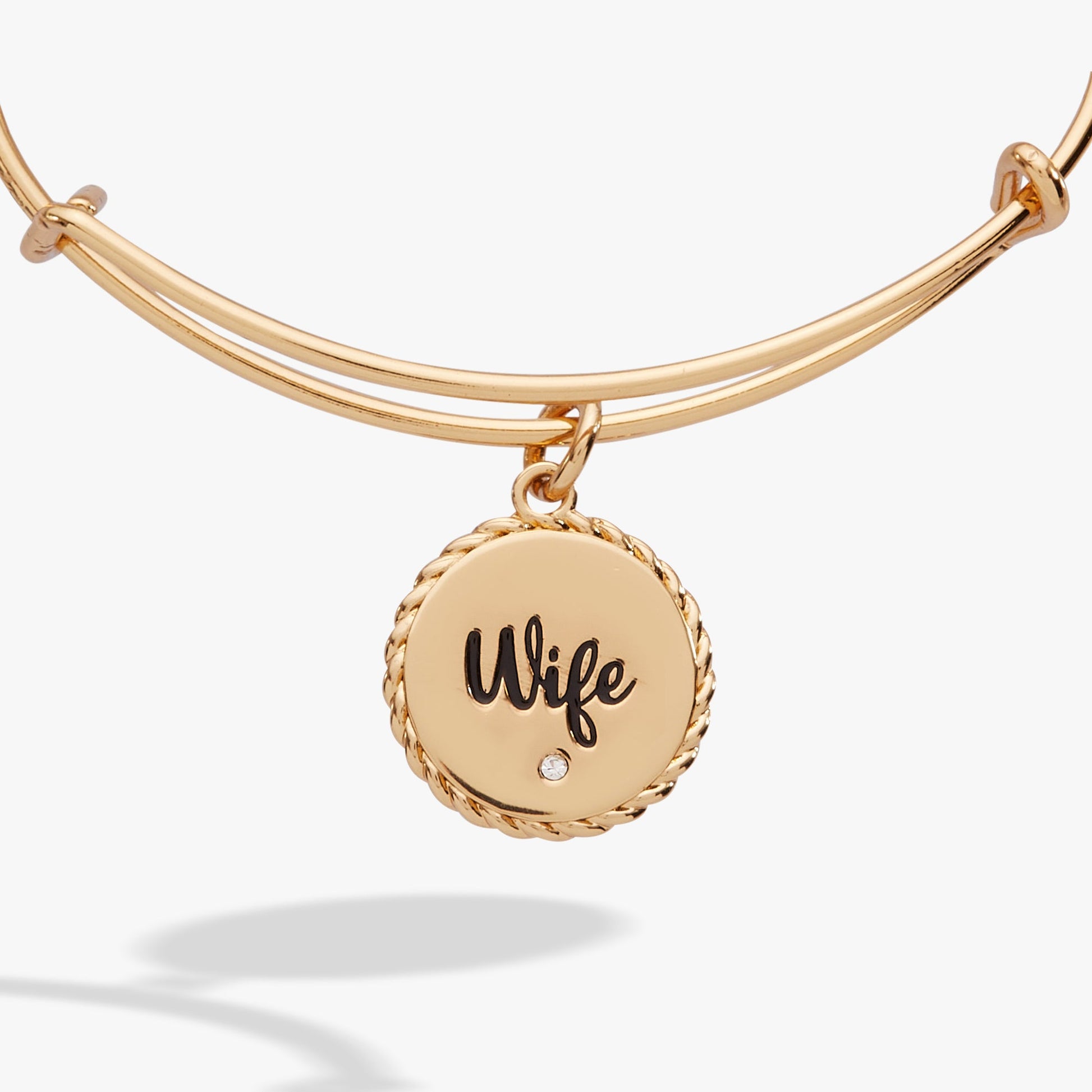 Wife 'True Love Stories Never Have Endings' Charm Bangle - Side View