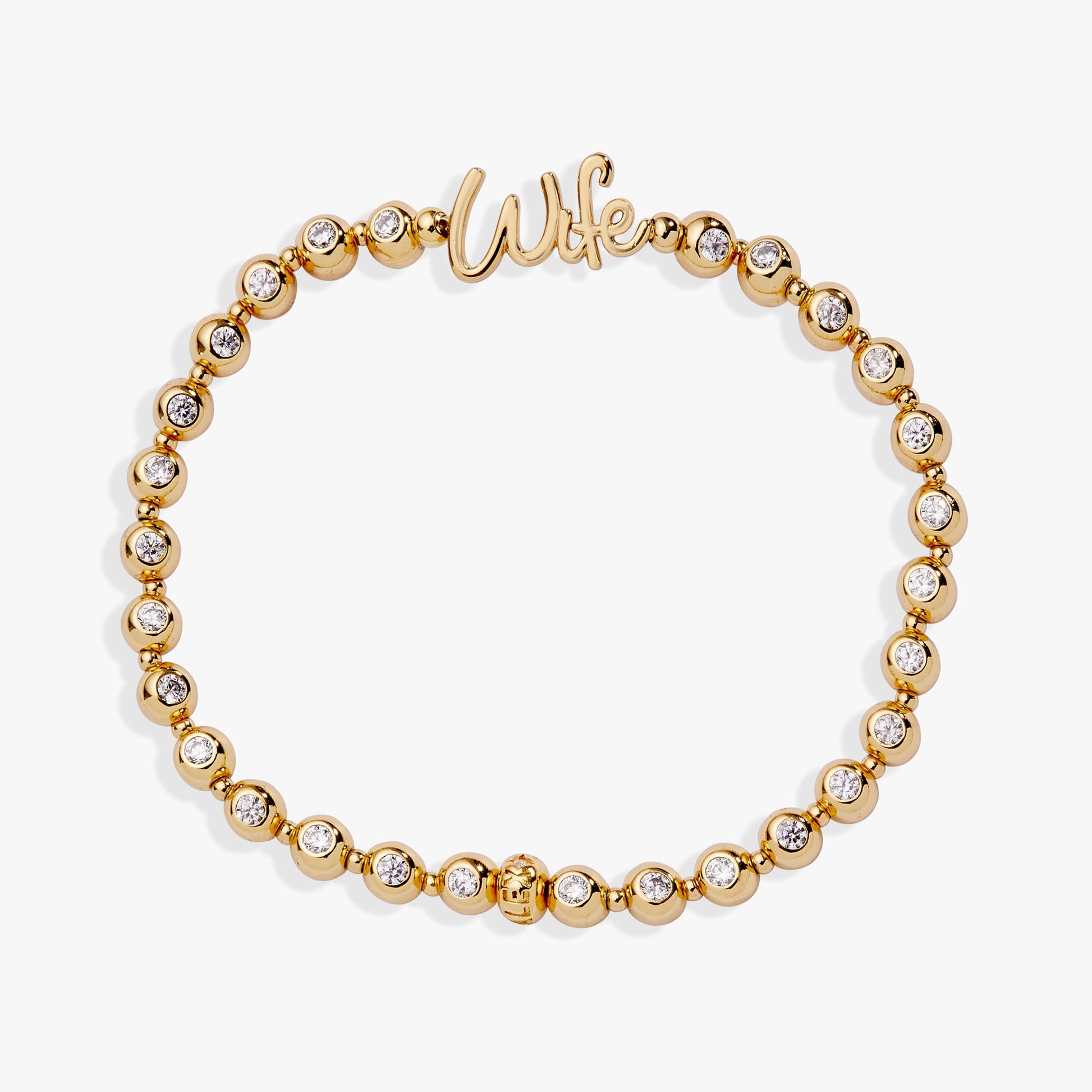 Wife Elongated Crystal Stretch Bracelet - Front View