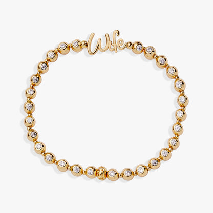 Wife Elongated Crystal Stretch Bracelet - Front View