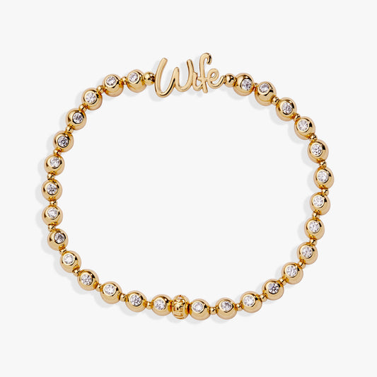Wife Elongated Crystal Stretch Bracelet - Front View