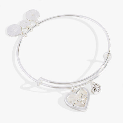 Wife Mother of Pearl Heart Bangle - Side View