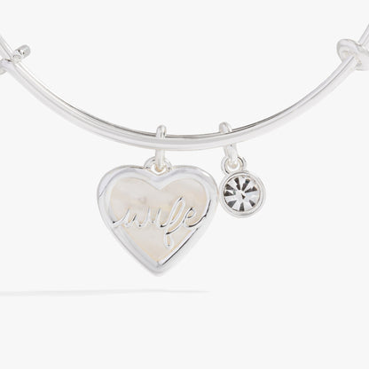 Wife Mother of Pearl Heart Bangle - Detail View 4